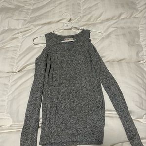 Hollister, open shoulder gray, long sleeve shirt